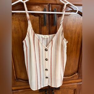 Love J Cream and Brown Striped V-neck Camisole Crop Top! Size Small.